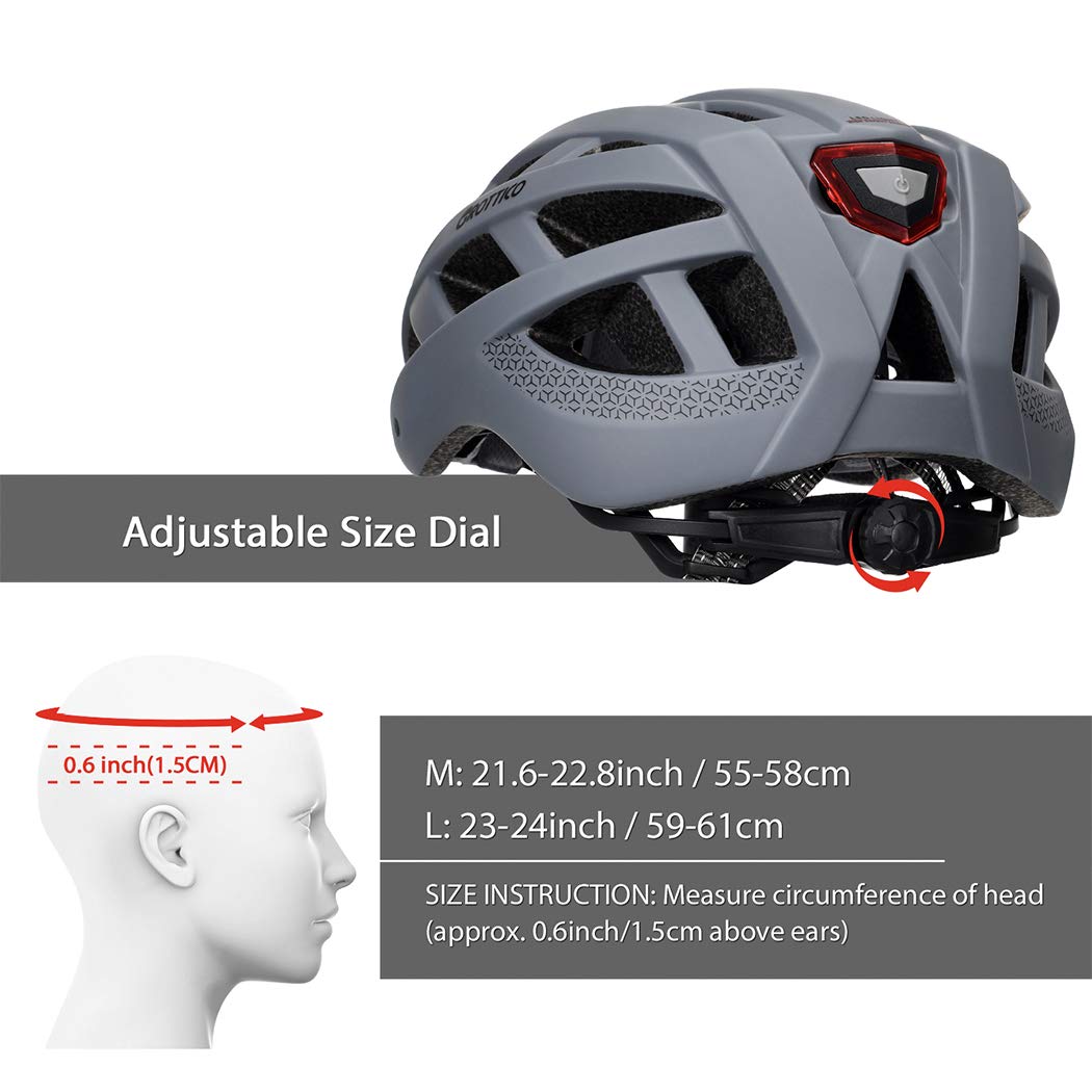 Adult-Men-Women Bike Helmet with Light - Mountain Road Bicycle Helmet with Replacement Pads & Detachable Visor
