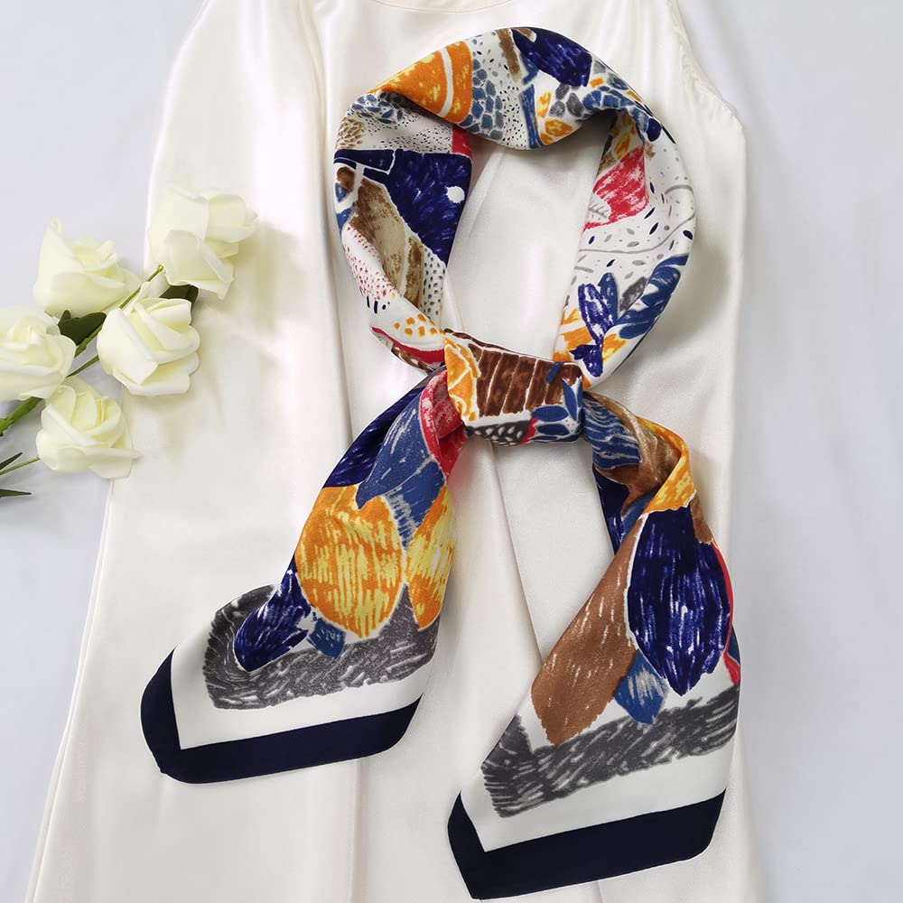 Julunar Silk Like Head Scarf for Women - Satin Large Hair Scarves - 35" Square Silk Hair Wrap for Sleeping with Gift Packed