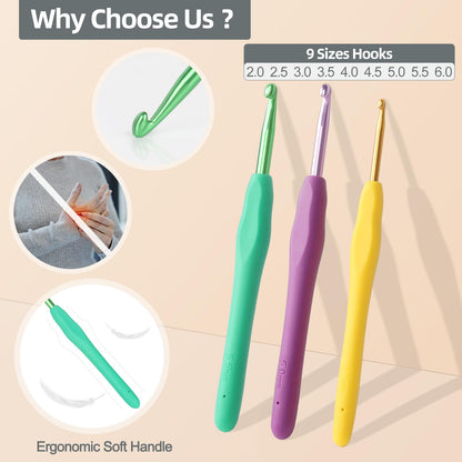 Katech Beginner Yarn for Crocheting and Knitting-Crochet Yarn Kit for Beginners-Includes 382 Yards Cotton Yarn Balls, Hooks, Accessories, Tutorials, Ideal Starter Kit for Kids Adults Professionals