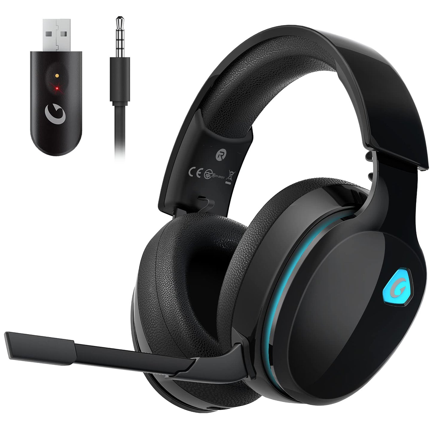 Gtheos 2.4GHz Wireless Gaming Headphones for PS5, PS4 Fortnite & Call of Duty/FPS Gamers, PC, Nintendo Switch, Bluetooth 5.3 Gaming Headset with Noise Canceling Mic, Stereo Sound, 40+Hr Battery -Black