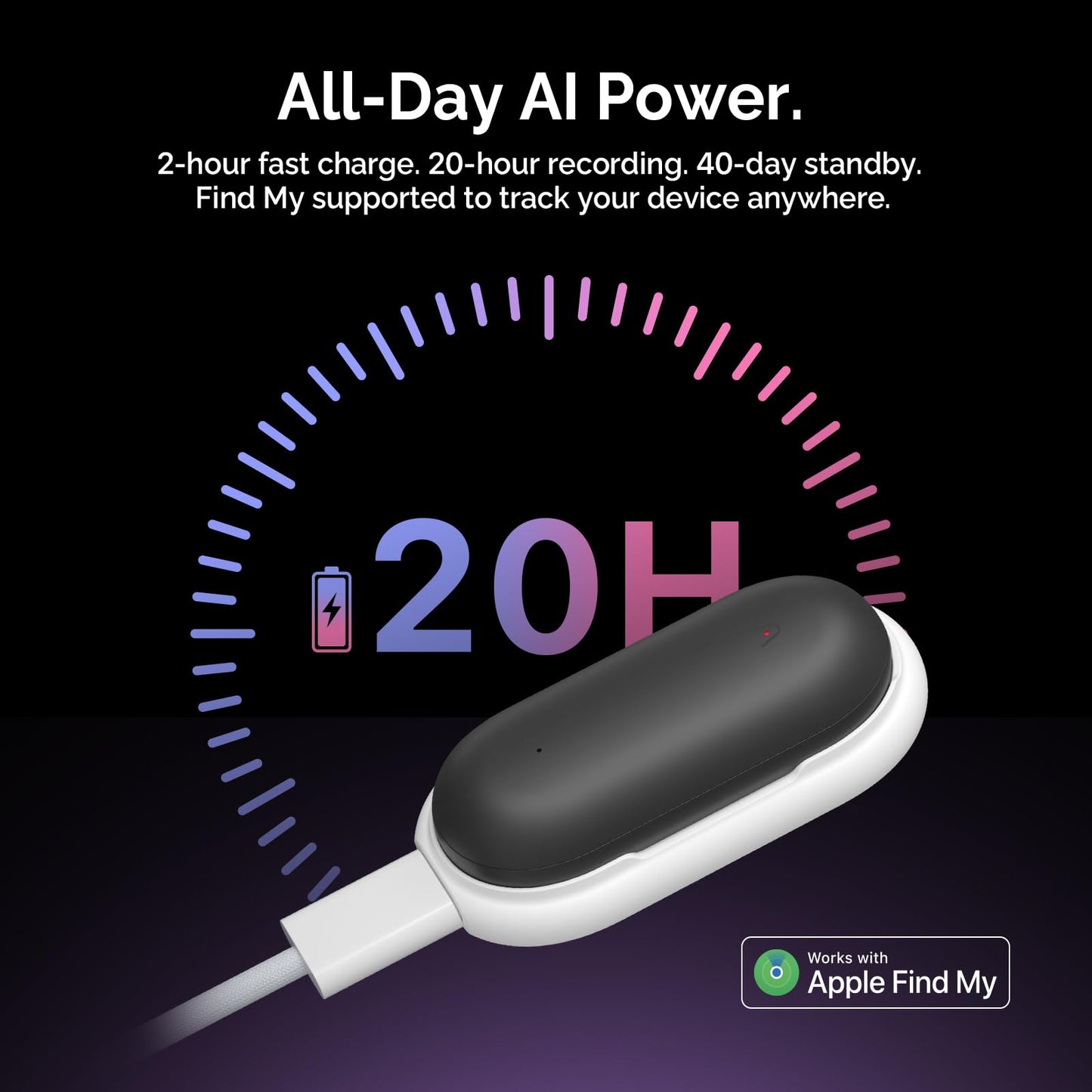 PLAUD NotePin Voice Recorder, AI Voice Recorder, App Control, AI Notetaker, AI Transcribe & Summarize, Support 112 Languages, 64GB Memory, Audio Recorder for Lectures, Meetings, Cosmic Gray