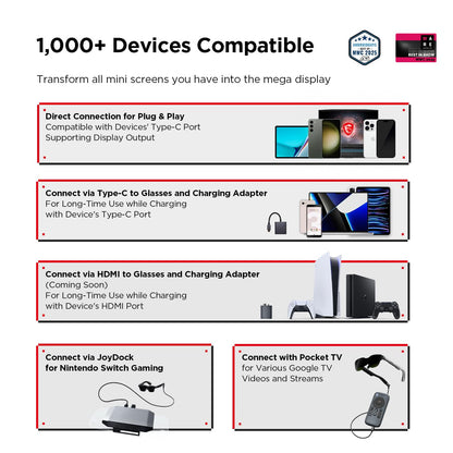 RayNeo Air 3s AR/XR Glasses, 201" 120Hz FHD HueView Display, Portable AR Video Eyewear Gaming Glasses for iPhone 16/15, Android, Mac, Switch, PS5, Steam Deck - Next-Gen Wearable Theater