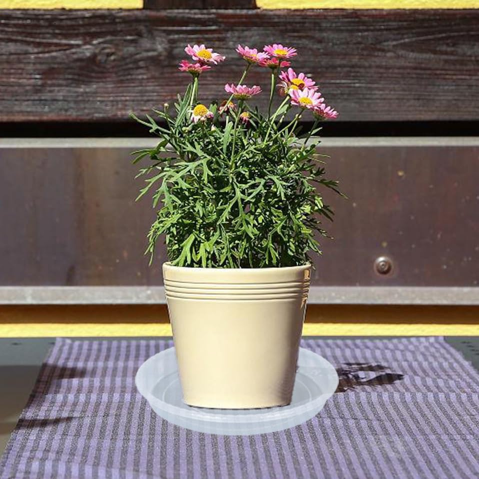 OVZILKI Plant Saucer 6 Pack of 12 inch, Clear Plastic Flower Plant Pot Saucer, Heavy Duty Plant Drip Trays Saucers for Indoor, Plant Water Tray for Planters
