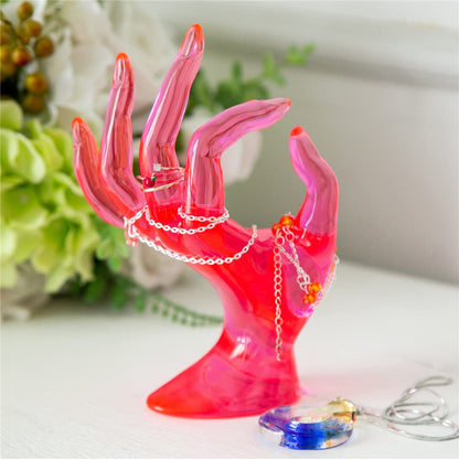 Maxsirui Hand Form Ring Holder Jewelry Display Organization Rack Bracelet Ring Watch Stand Support Aesthetic Decor Y2k Room Decor(Rose Red)