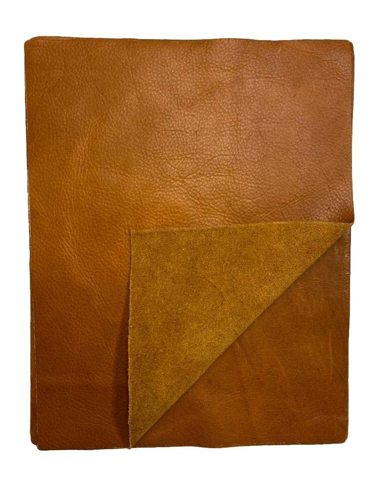 Natural Grain Cow Leather: 8.5'' x 11'' Pre Cut Leather Pieces (Whiskey Distressed, 1 Piece)