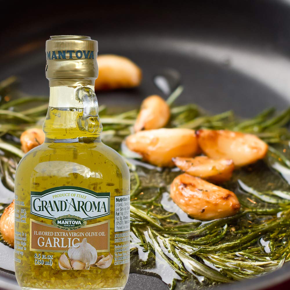 Mantova Grand’Aroma Flavored Extra Virgin Olive Oils, Variety Gift Set, made in Italy, cold-pressed, 100% natural, heart-healthy, for grilling, barbequing, smoking, and cooking, 8.5 oz