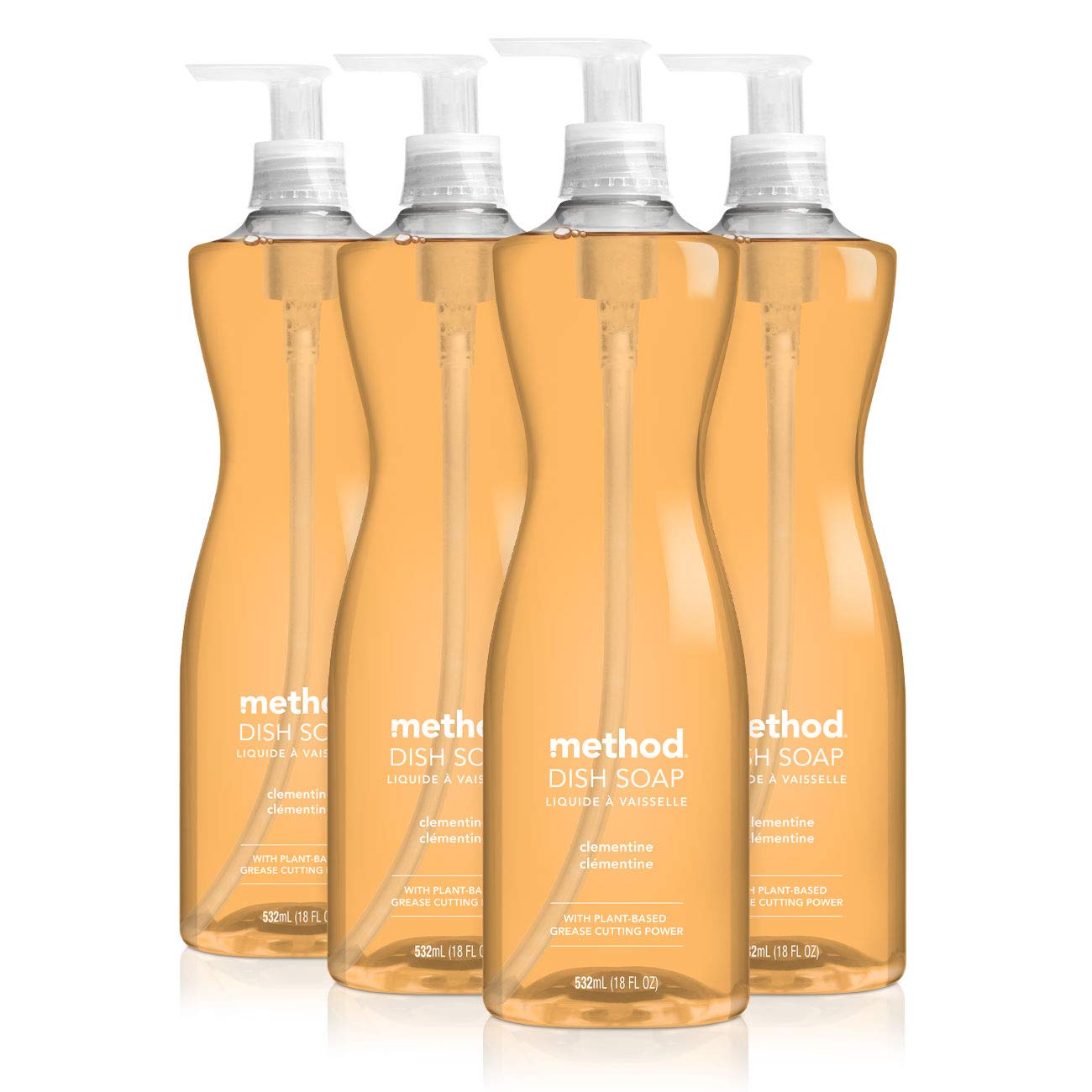 Method Gel Dish Soap , Clementine, Biodegradable Formula, Tough on Grease, 18 Fl Oz (Pack of 4)