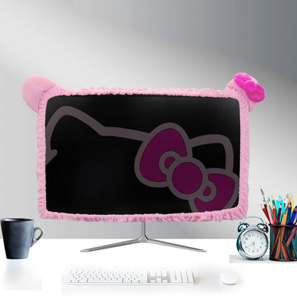 Kakurookie 23'' - 34'' Computer Monitor Protective Cover with Cat Ear Design, Cute Monitor Dust Cover with Furry Design, Elastic Dustproof, Suitable for PC, Tablet, TV