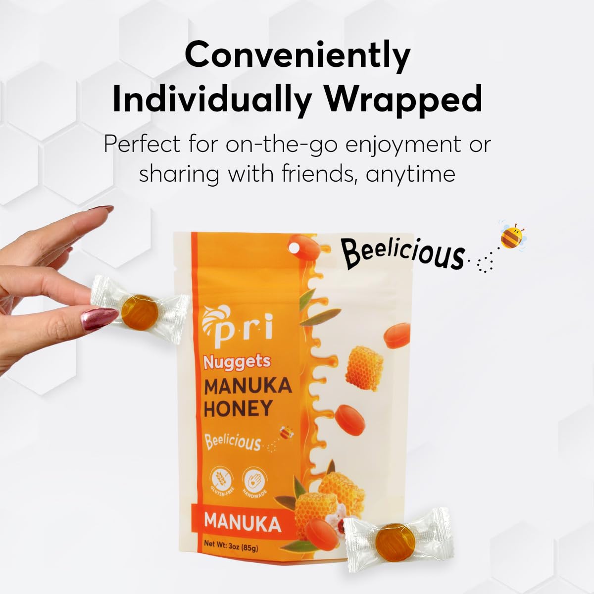 P.R.I Manuka Honey Nuggets, Sweet and All Natural Hard Candy Treat, 3oz