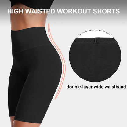 K-CHEONY Women's Biker Shorts Cotton High Waisted Slip Boyshorts Underwear Yoga Workout Gym Shorts Leggings Black