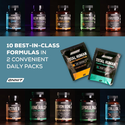 ONNIT Total Human Day and Night Vitamin Packs for Men and Women,Capsule, Adult Multivitamin, 30-Day Supply