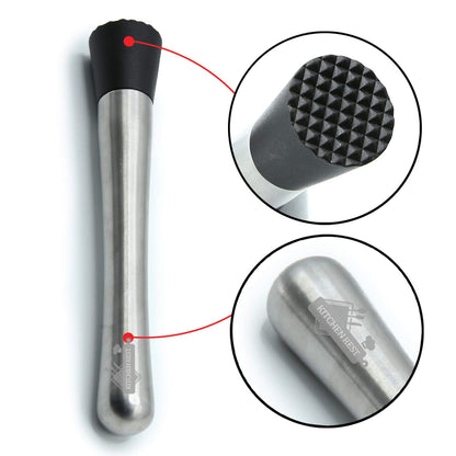 Kitchen Rest Muddler for Cocktails - 8inch Long 1pc 304 Stainless Steel Fruit Crusher - Bar Tools for Home for Making Mojito Mix and Other Fruit Drinks (8 Inch)