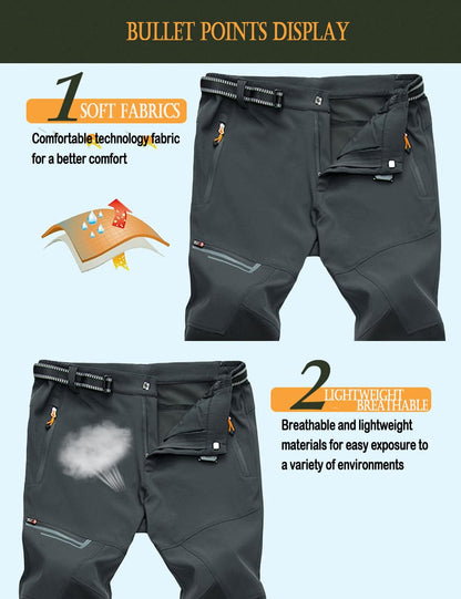 MAGCOMSEN Mens Work Pants Quick Dry Lightweight Waterproof Hiking Pants Slim Fit with Pockets for Sports Hunting Dark Grey 32