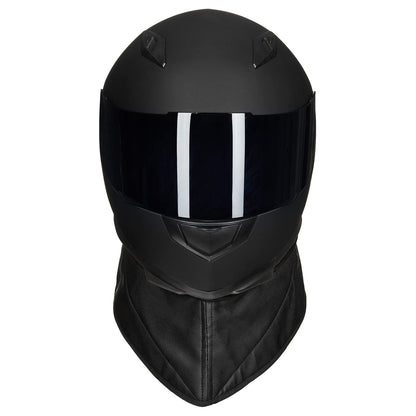 ILM Full Face Motorcycle Street Bike Helmet with Removable Winter Neck Scarf + 2 Visors DOT Model-JK313 (XL, Matte Black)