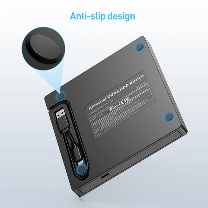 ORIGBELIE External CD DVD Drive, Ultra Slim CD Burner USB 3.0 with 4 USB Ports and 2 TF/SD Card Slots, Optical Disk Drive for Laptop Mac, PC Windows 11/10/8/7 Linux OS