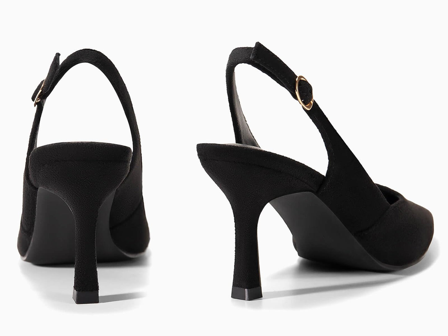Rilista Womens Slingback Pumps Closed Pointed Toe Kitten Heel Sandals Wedding Evening Party Dress Shoes Black Suede