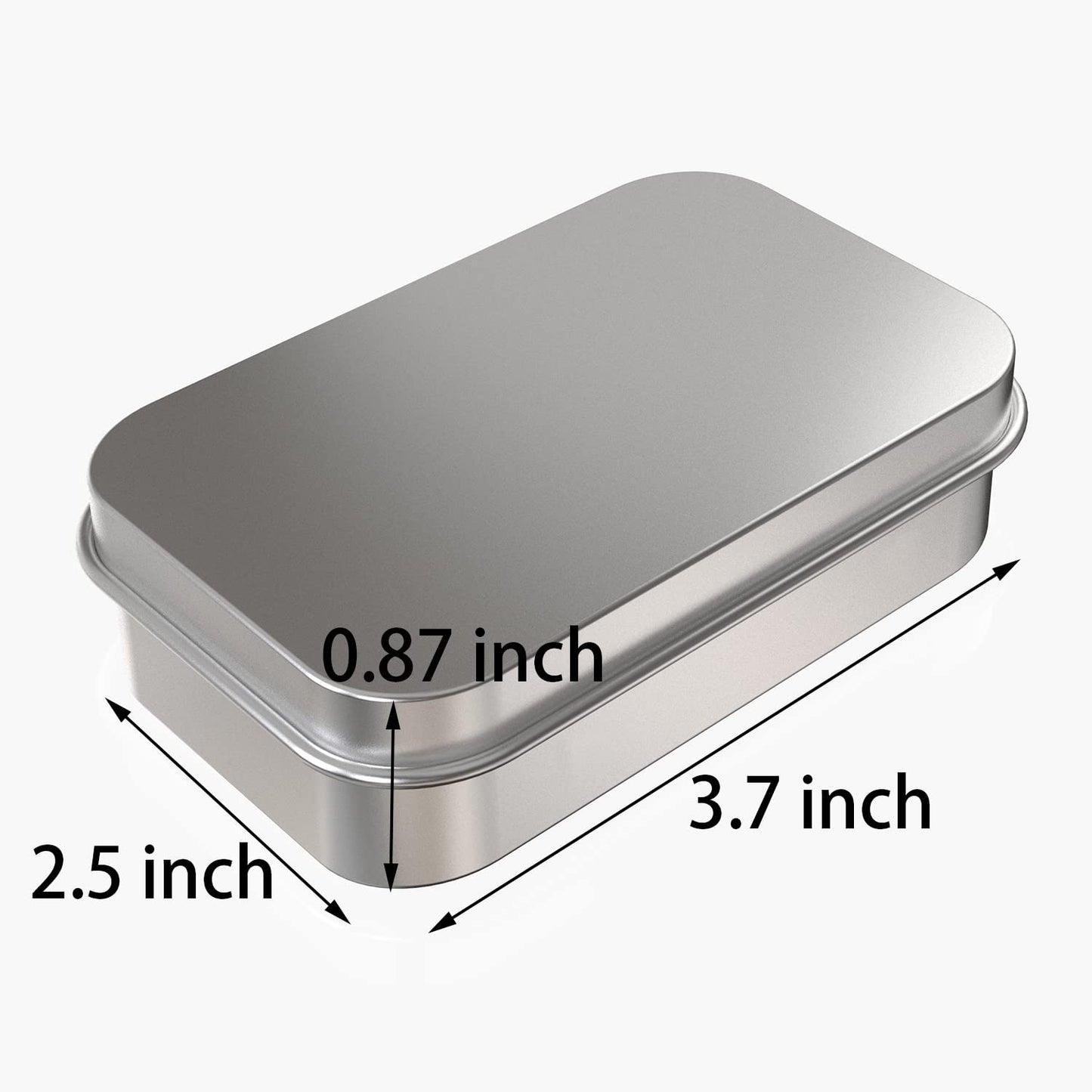 2 Pcs Metal Hinged Tin Box Container Mini Portable Small Storage Container Kit with Lid for Home Storage 3.7x2.3x0.8 inch, Silver