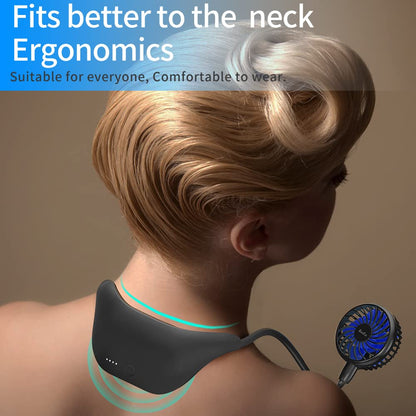 HandFan 10000mAh Neck Fan, 360° Rotation Hands Free Portable Fans for your Neck, 48h Lasting Rechargeable Battery Operated Wearable Necklace Personal Cool Fans for Travel/Disney/Sports/Cycling/Hiking