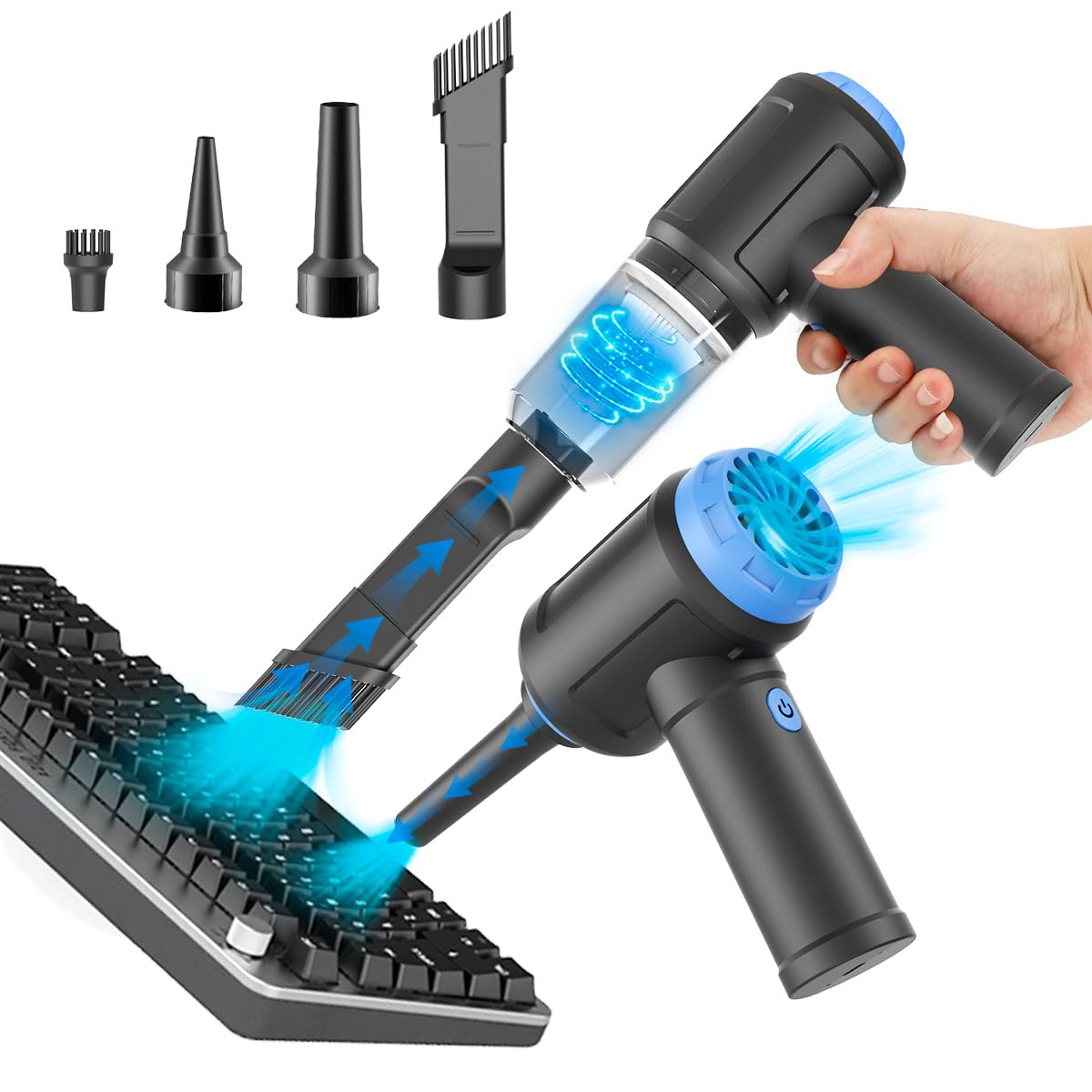Meudeen Air Duster - Computer Vacuum Cleaner - for Keyboard Cleaning - Cordless Canned Air - 110000RPM Powerful PC Cleaner(VC08)