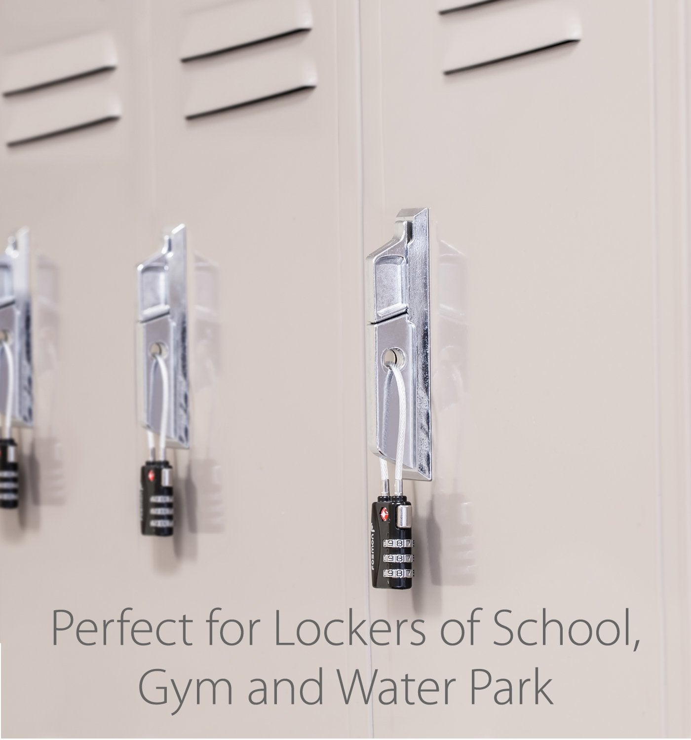 Fosmon TSA Approved Cable Locks for Luggage, Suitcase, Gun Case Locks with Push Release Button, 3 Digit Long Shackle Combination Wire Locks for Backpack Zipper Anti Theft, Gym Locker -3 Pack, Black