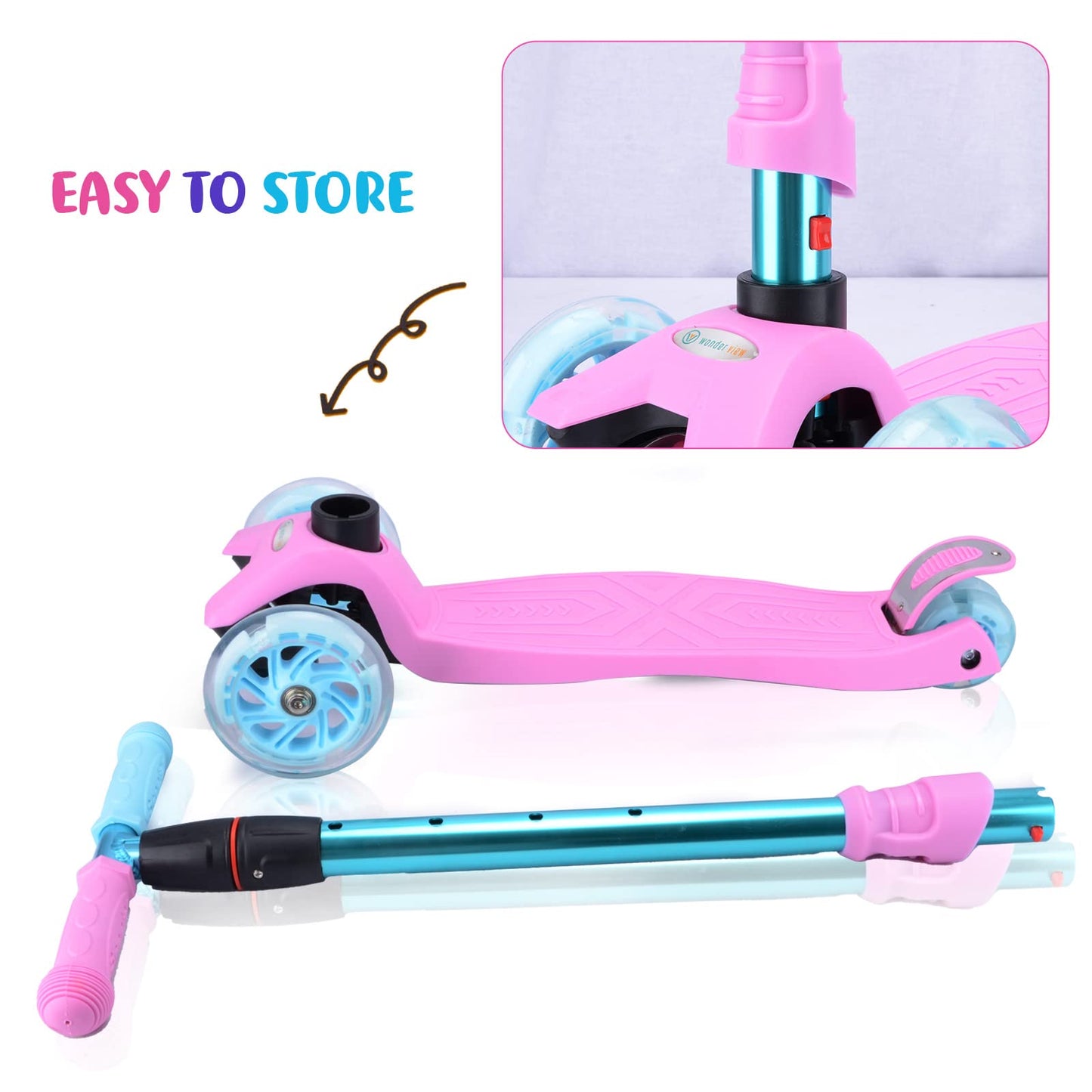 3 Wheel Scooter for Kids, Kids Scooter with Light Up Wheels, Sturdy Deck Design, and 4 Height Adjustable Suitable for Kid Ages 3-12