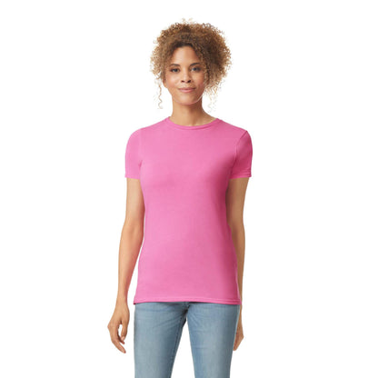 Gildan Women's Softstyle Cotton T-Shirt, Style G64000L, Multipack, Azalea (2-Pack), Large