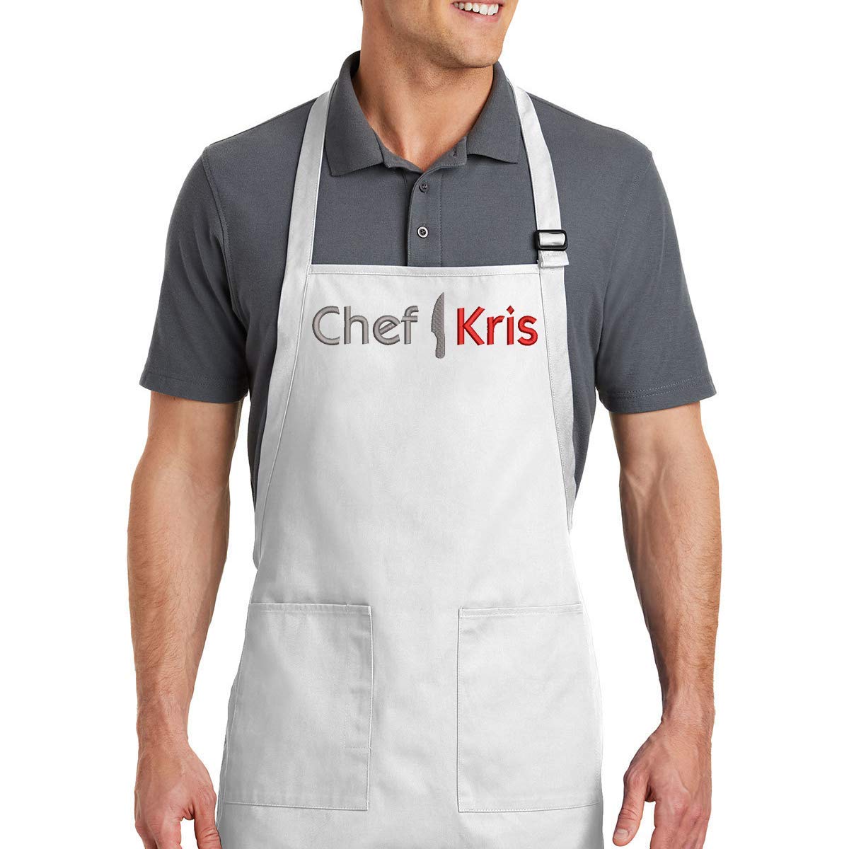 PLACE4PRINT Custom Chef Apron with Embroidered Name. Premium Quality Custom Aprons for Men and Women - Cooking, Baking, Grilling