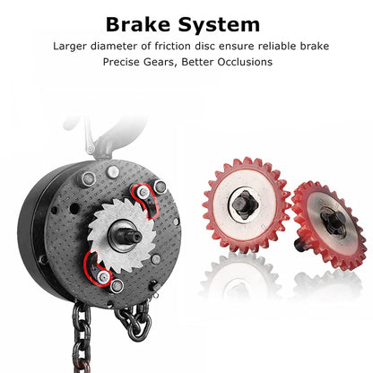 Manual Chain Hoist | 1 Ton/2000 lbs Capacity | 10’ Lift | 2 Hooks | Manual Hand Lift Steel Chain Block Hoist (1T)