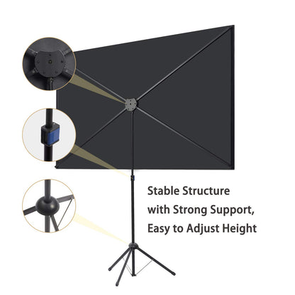 Portable Projector Screen with Stand, Outdoor Movie Screen, 80 Inch 16:9, Light-Weight, Mobile and Compact, Easy Setup and Carrying, Projection Screen with 1.2 Gain Glass Fiber, Idea for Home Cinema.