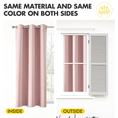 MIULEE Short Curtains for Windows - Baby Pink Blackout Half Window Curtains Thermal Insulated Privacy Drapes for Kitchen Bedroom Bathroom Grommet Top Small Basement Tiers W40 x L36 Inch 2 Panels