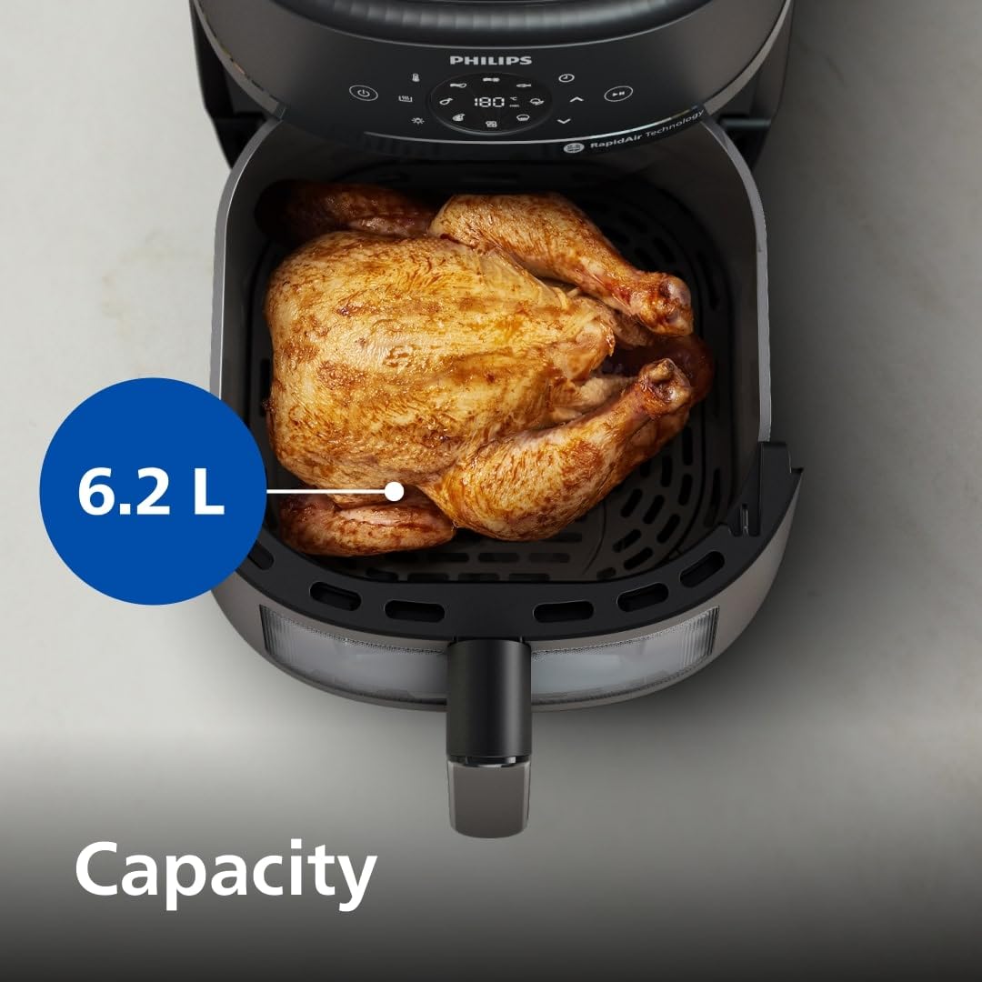 Philips Airfryer 2000 series 6.2L - 1700W Power, Cooking window, RapidAir technology, Digital touchscreen, 13 cooking options, Up to 90% less fat, Black (NA230/00)