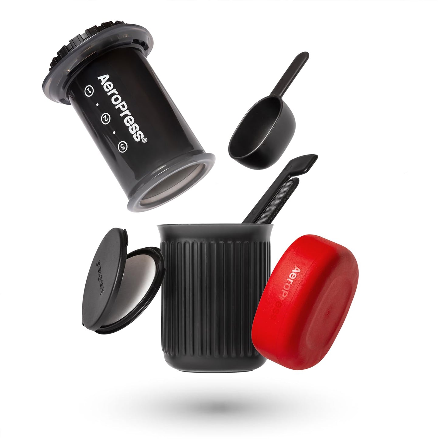 AeroPress Go Travel Coffee Press Kit - 3 in 1 brew method combines French Press, Pourover, Espresso - Full bodied coffee without grit or bitterness - Small portable coffee maker for camping & travel