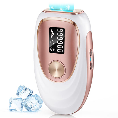 Oreeth IPL Laser Hair Removal Device for Women & Men - Home 45°F Ice-Cooling Contact for Painless & Long-Lasting Results, 86% Hair Reduction in 3 Weeks for Full Body & Bikini Line, Rose Gold