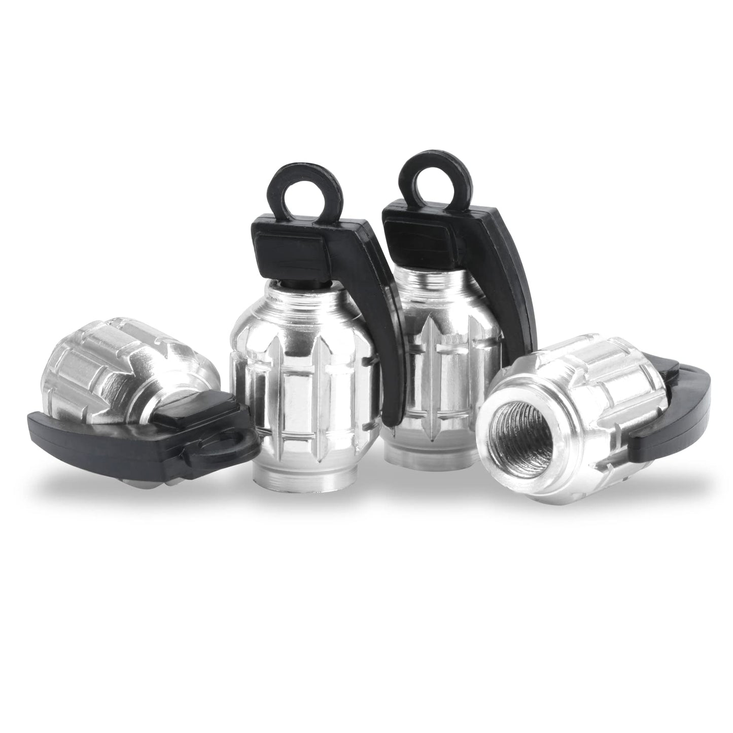 SINGARO Aluminum Tire Valve Cap, Car Tire Waterproof and Dustproof Valve Stem Cover Accessories, Universal for SUV, Car, Bike and Motorcycle (4PCS Silver)