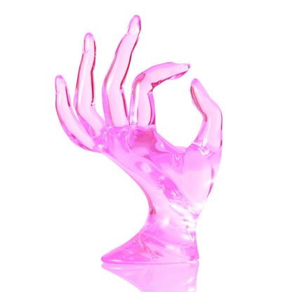 HOMEGOAL Ring Holder, Pink Room Decor, Hand Jewelry Display Holder, Danish Pastel Room Decor, Preppy Decor, Mannequin Hand, Polyresin, 7 Inch (Pink)
