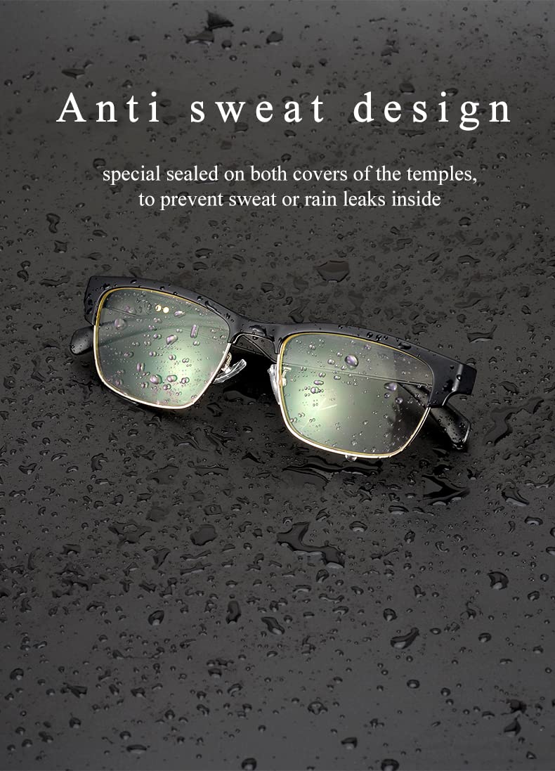 OOAVR Smart Audio Glasses, Wireless Bluetooth, Men's/Women's, Silver, 5-Hour Battery, Waterproof, UV Protection, Music Player Compatible