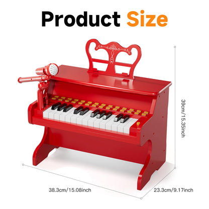 Kids Keyboard Piano for Kids - Upgraded Red Digital Musical Keyboard Piano Instrument Toys for 2 3 4 5 6 7 Years Old Beginners Educational Instruments Birthday Gift for Girls and Boys