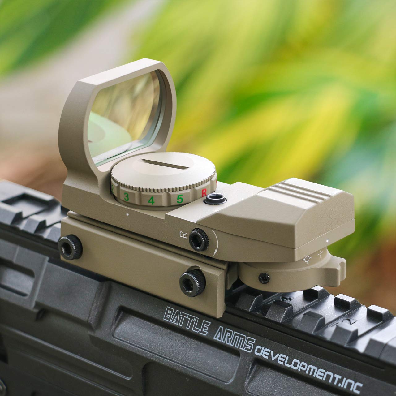 Feyachi 1x33mm Reflex Sight - Dark Earth Tan Scope Sight Both Red and Green & 4 Reticals for Picatinny/Weaver Rails
