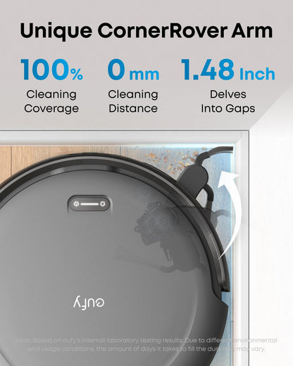 eufy Robot Vacuum C10 with Self Emptying, 8 Weeks Hands Free, Advanced Smart Mapping with LiDAR Navigation, 2.85-Inch Slim Design, Powerful Suction, Edge Expansion Brush for Pet Hair