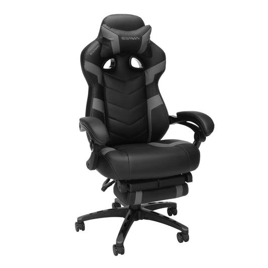 RESPAWN 110 Pro Gaming Chair - Gaming Chair with Footrest, Reclining Gaming Chair, Video Gaming Computer Desk Chair, Adjustable Desk Chair, Gaming Chairs For Adults With Headrest Pillow - Grey