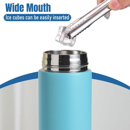 PARACITY Insulated Water Bottle, 17 oz Stainless Steel Water Bottles for Double Wall Vacuum Hot Drinks, Metal Water Bottle Keeps Hot for 12 Hrs, Cold for 24 Hrs, for Coffee, Tea (light blue)