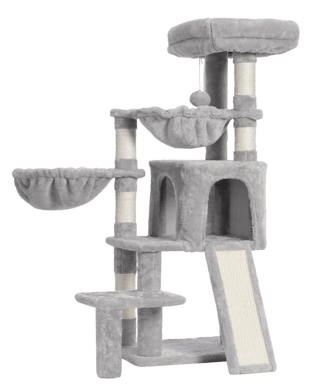 Gitelsnour Cat Tree, Cat Tower with condo, 2 Baskets, Large Platform, Scratch Board, Cat Scratching Posts for Indoor Cats, Light Gray GCT003SW