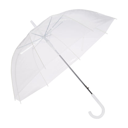 Amazon Basics Clear Umbrella for Rain, Round Bubble Umbrella for Wedding, With Wide Coverage (35" Canopy Diameter), Auto Open, Strong Fiberglass Frame, Steel Shaft, Spoke Protectors for Safety