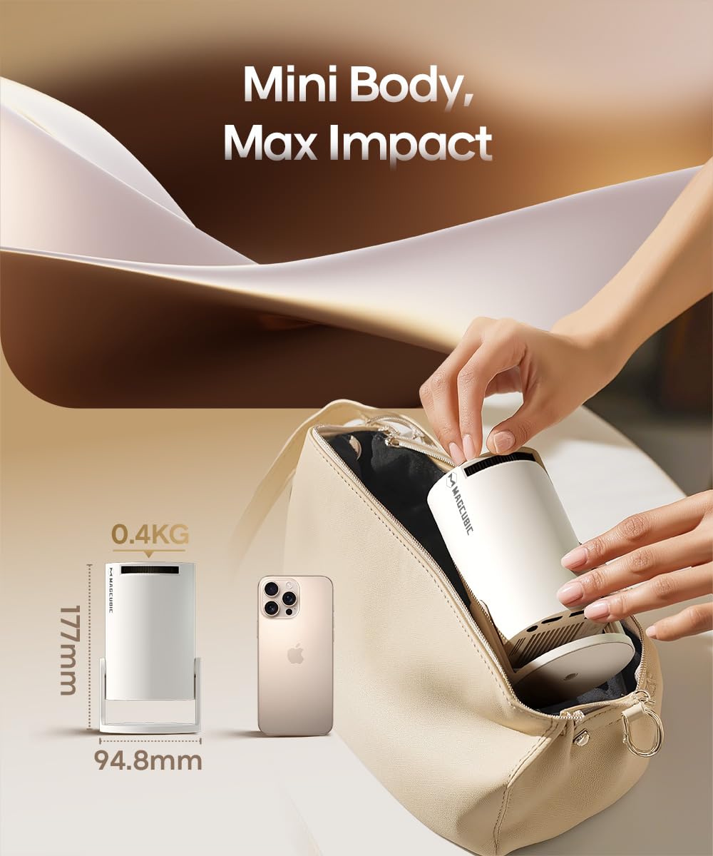 Magcubic 2025 Upgraded HY300PRO Mini Projector with WiFi and Bluetooth, Portable Projector 4K Support, Auto Keystone, 180 Degree Rotation, Smart Proyector for Home Outdoor Android 11