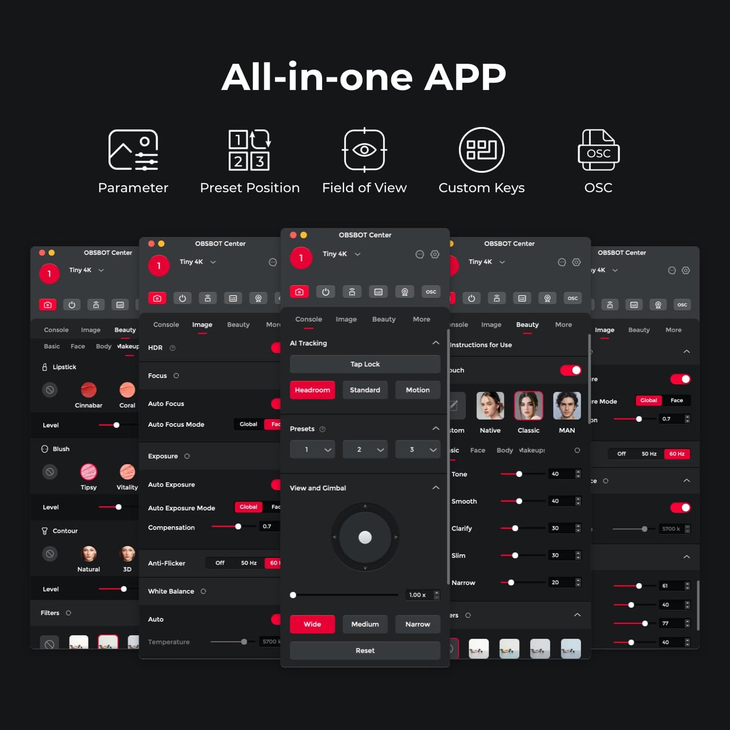 OBSBOT Tiny PTZ 4K Webcam, AI Powered Framing & Autofocus, 4K Video Conference Camera with Dual Omni-Directional Microphones, Auto tracking with 2 axis gimbal,HDR,60 FPS,Low-Light Correction,Streaming