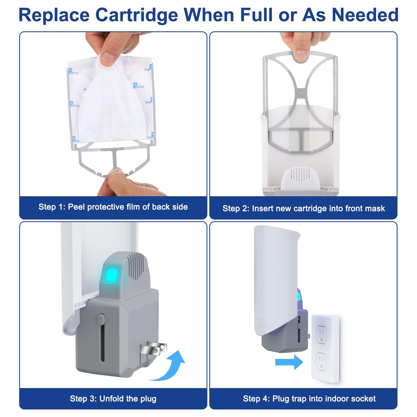 Flying Insect Trap for Indoors: Light Trap Captures Fruit Flies, Gnats, and Houseflies, BUG PARKING 1 Device and 3 Refills Silent Bug Catcher with UV Light for Indoor-Plants, Kitchen