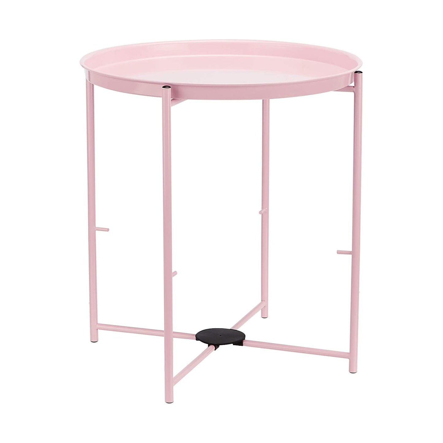 Amazon Basics Round Storage End Table, Side Table with Cloth Basket, Dusty Pink, 17.7"D x 17.7"W x 18.9"H