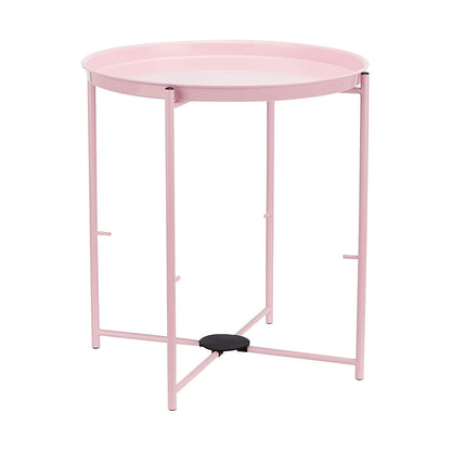 Amazon Basics Round Storage End Table, Side Table with Cloth Basket, Dusty Pink, 17.7"D x 17.7"W x 18.9"H