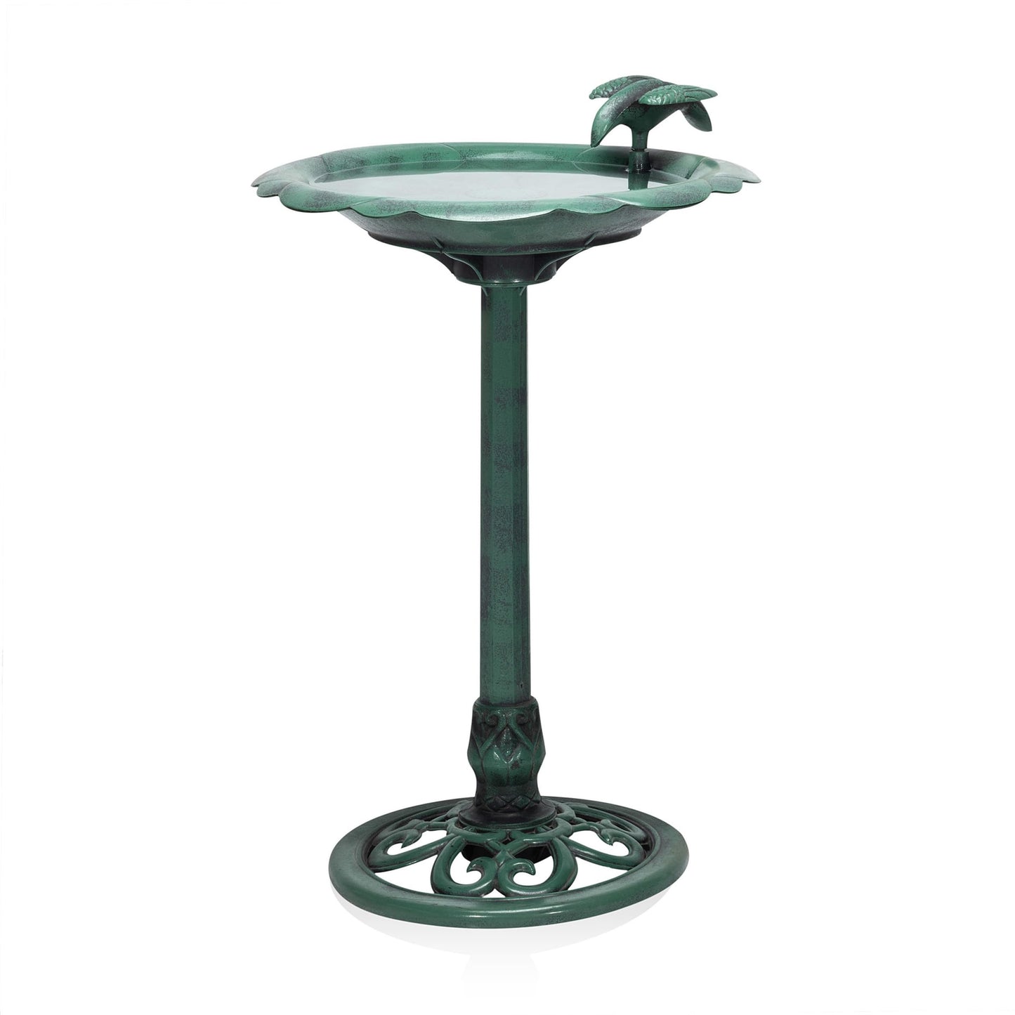 Alpine Corporation - 31" Tall Outdoor Antique Flower Birdbath with Bird Decoration Yard Statue – Charming Garden Accent to Attract Birds - Durable Polypropylene Construction for Patio, Deck, or Yard
