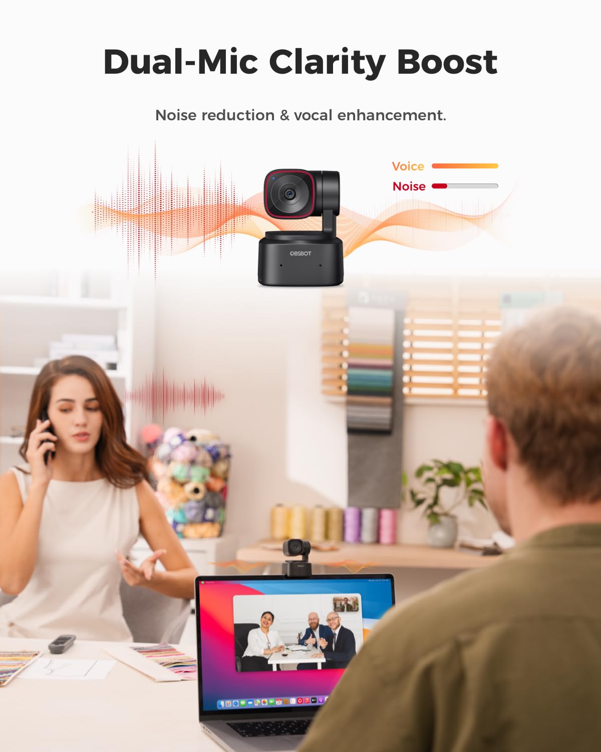 OBSBOT Tiny 2 Lite 4K Webcam for PC, AI Tracking PTZ Streaming Camera with 1/2" Sensor, Gesture Control, 60 FPS, HDR, Microphones, Web Camera for Desktop Computer, Laptop, Meeting, Video Calls, etc.